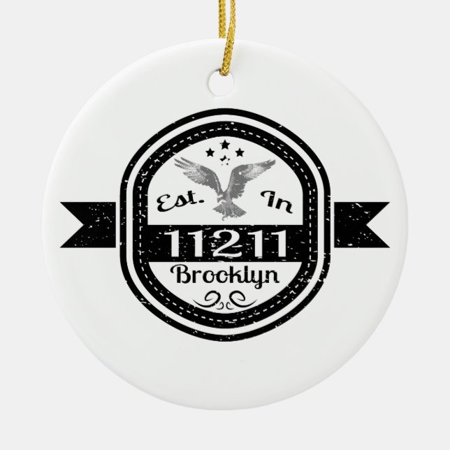 Established In 11211 Brooklyn Ceramic Ornament (Front)