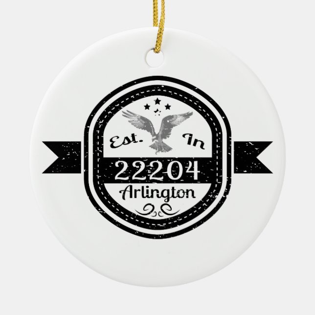 Established In 22204 Arlington Ceramic Ornament (Front)