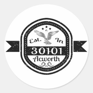 Established In 30101 Acworth Classic Round Sticker