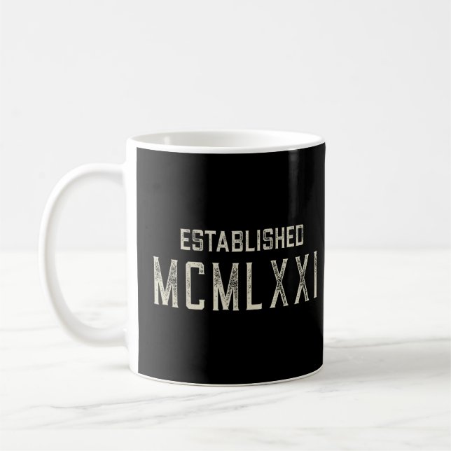 Established MCMLXXI  1971  Year in Roman Numerals  Coffee Mug (Left)