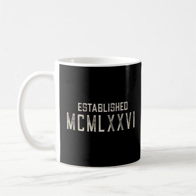 Established MCMLXXVI  1976  Year in Roman Numerals Coffee Mug (Left)