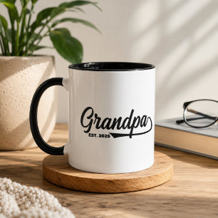 Established New Grandpa Est date Typography Mug