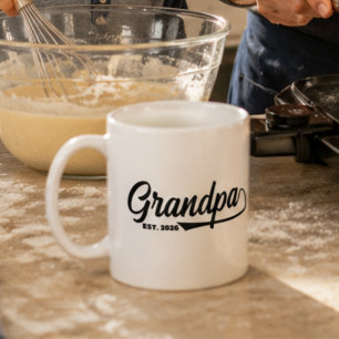 Established New Grandpa Est Year Typography  Coffee Mug