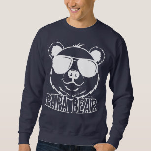 established PaPa Bear Navy Blue White Modern Sweatshirt