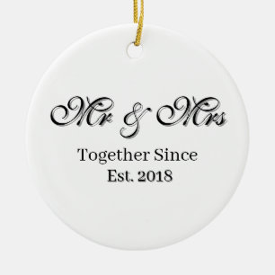 Established Year Personalised Couple Design Ceramic Ornament
