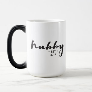 Established year Personalised Hubby script modern Magic Mug