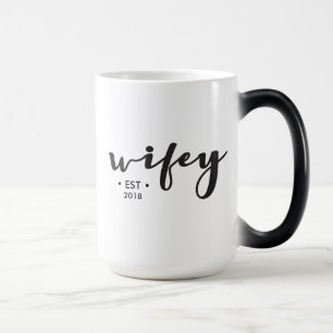 Established year Personalised Wifey script modern Magic Mug