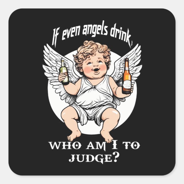 Estampa Anjo - Funny Guardian Angel – Adesivo Square Sticker (Front)