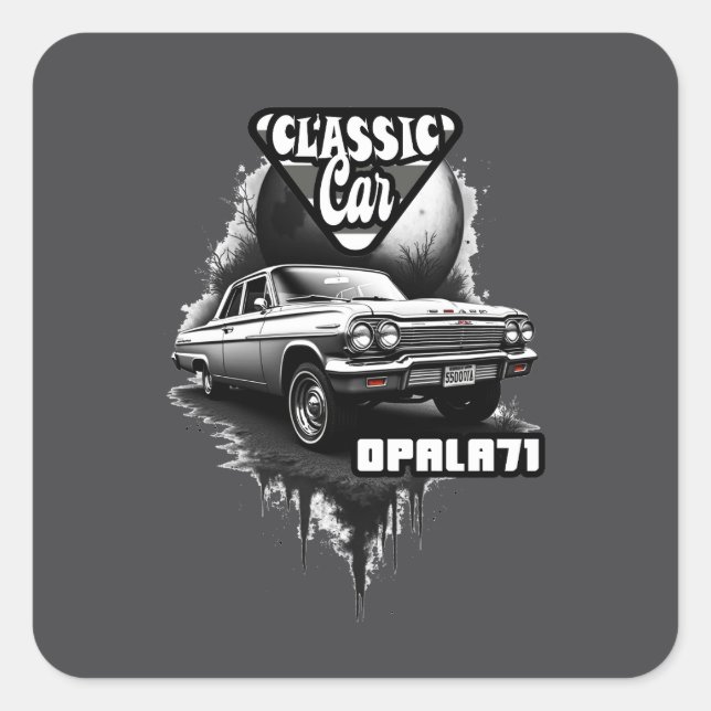 Estampa Carro - Classic Car Opala 71 - Adesivo Square Sticker (Front)
