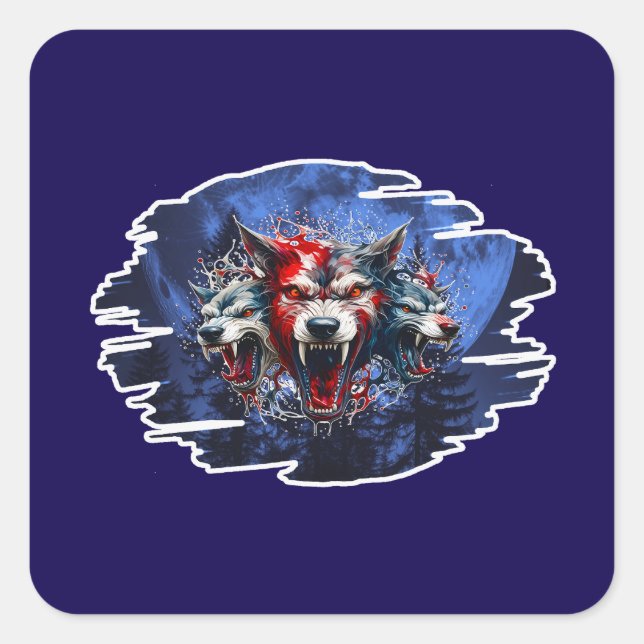 Estampa Graffiti - Cerberus Wolves - Adesivo Square Sticker (Front)