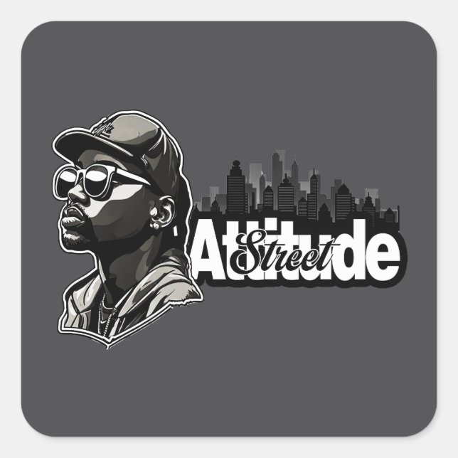 Estampa Hip Hop - Attitude Street - Adesivo Square Sticker (Front)