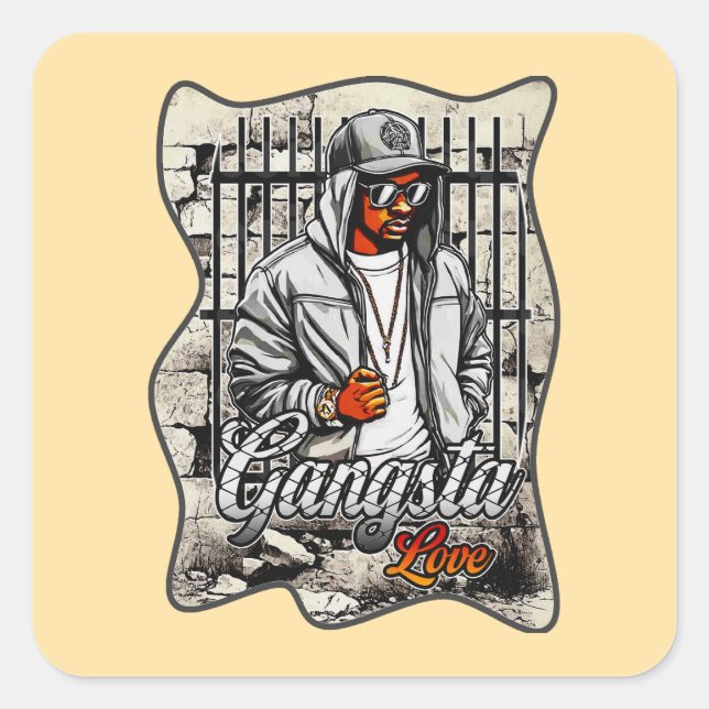 Estampa Hip Hop - Gangsta Love - Adesivo Square Sticker (Front)