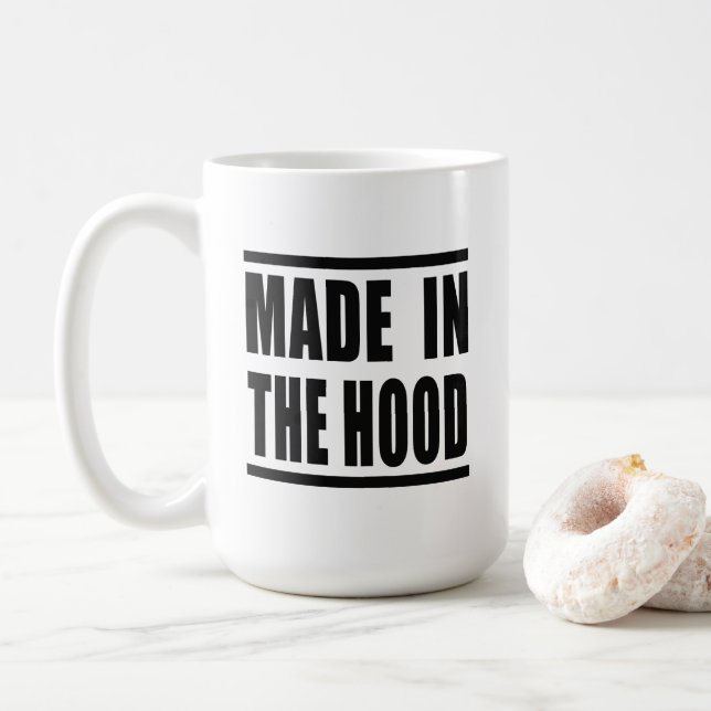Estampa Hip Hop - Made in the Hood - Caneca Coffee Mug (With Donut)