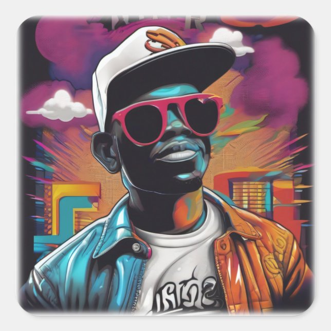 Estampa Hip Hop - Street Graffiti Art - Adesivo Square Sticker (Front)