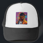 Estampa Hip Hop - Street graffiti art - Bone Trucker Hat<br><div class="desc">This t-shirt features the Hip Hop Art print, a vibrant digital illustration depicting a man wearing a hat and glasses, with expressive strokes in vector art style. Inspired by urban and cultural elements, the artwork brings a contemporary and artistic touch, ideal for those who enjoy streetwear and hip-hop fashion. Created...</div>