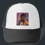 Estampa Hip Hop - Street graffiti art - Bone Trucker Hat<br><div class="desc">This t-shirt features the Hip Hop Art print, a vibrant digital illustration depicting a man wearing a hat and glasses, with expressive strokes in vector art style. Inspired by urban and cultural elements, the artwork brings a contemporary and artistic touch, ideal for those who enjoy streetwear and hip-hop fashion. Created...</div>