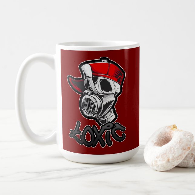 Estampa Hip Hop - Toxic Skull - Caneca Coffee Mug (With Donut)