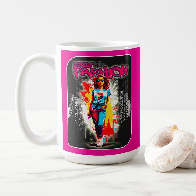 Estampa Moda - Street Fashion - Caneca Coffee Mug (With Donut)
