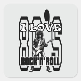 Estampa Rock - I Love 80s Rock’n’Roll – Adesivo Square Sticker