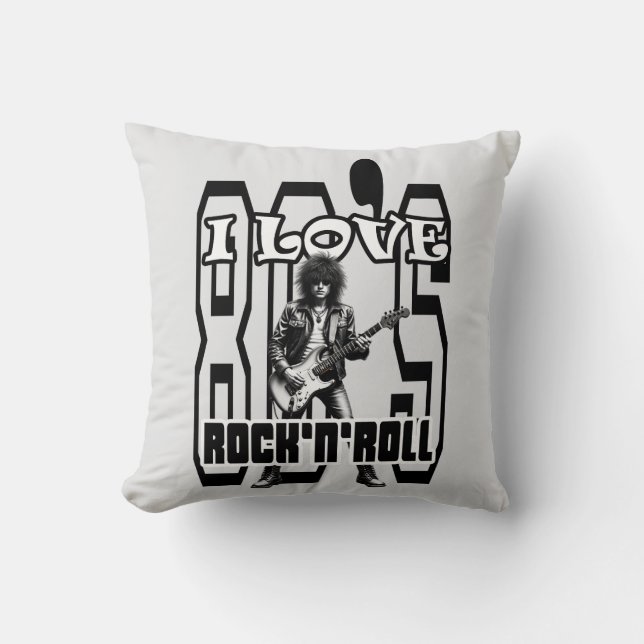 Estampa Rock - I Love 80s Rock’n’Roll – Almofada Cushion (Front)
