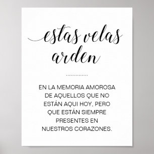 Estas Velas Arden Wedding Memorial Sign in Spanish