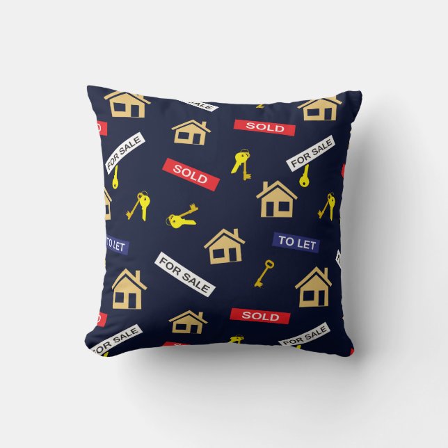 Estate Agent Funny Patterned Cushion (Front)