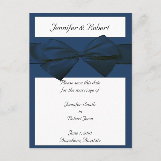 Estate Collection Marine Blue Wedding Announcement Postcard (Front)