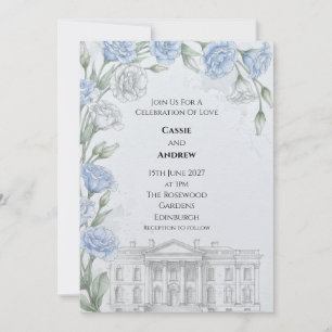 Estate Elegance Powder Blue Architectural Venue Invitation