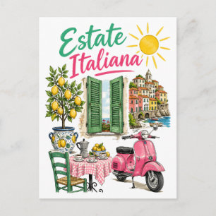 Estate Italiana Italian Summer Amalfi Coast Lemons Postcard
