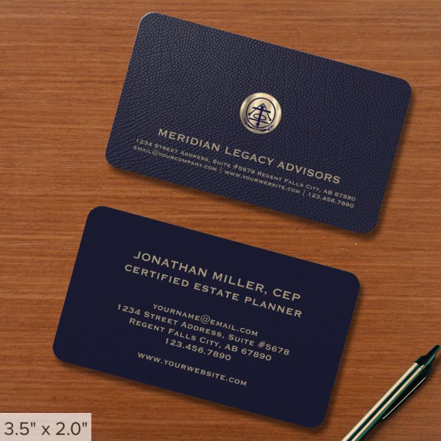 Estate Planning Business Cards (Elegant brushed metallic gold logo template business cards estate planners business professionals)