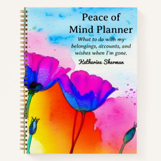 Estate Planning Peace of Mind End of Life Planner Notebook