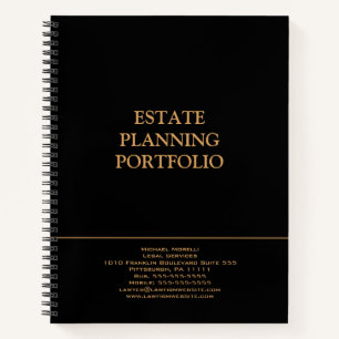 Estate Planning Portfolio - Black   Gold Notebook