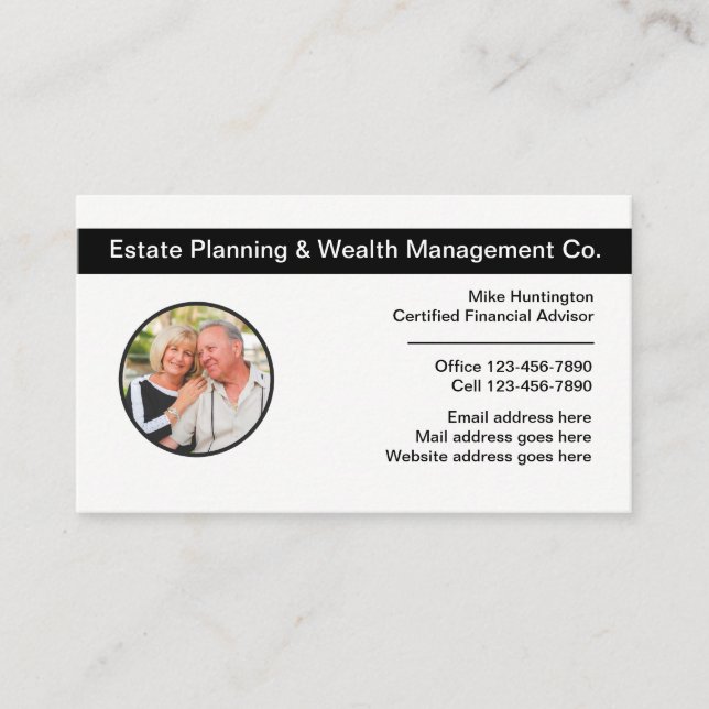 Estate Planning Wealth Management  Business Card (Front)