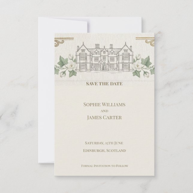 Estate Venue Save The Date Card (Front)