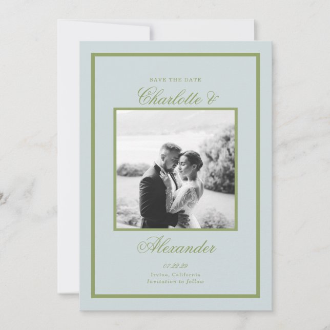 Estate Wedding Olive Green Classic Save the Date Invitation (Front)