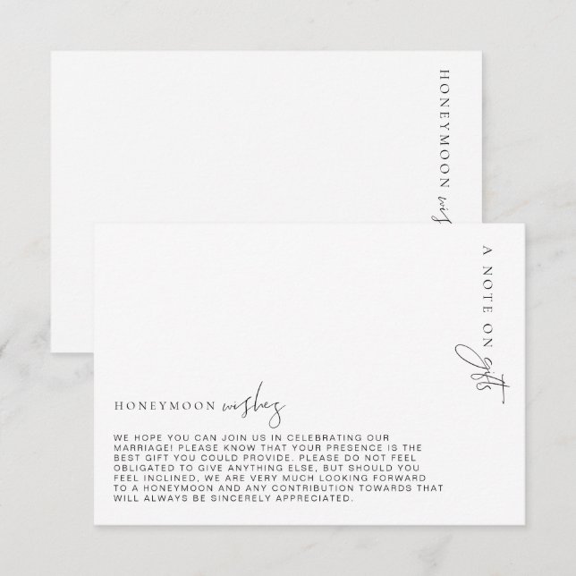 Estelle Minimalist Honeymoon Wishes Card (Front/Back)