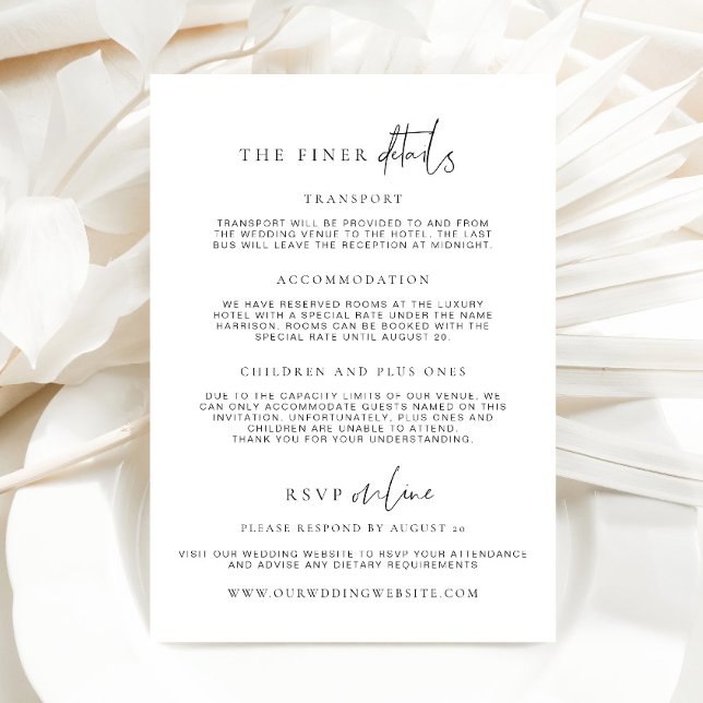 Estelle Minimalist Wedding Details Card (All in one wedding invitation Estelle )
