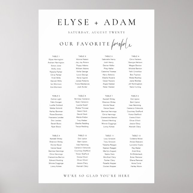 Estelle Modern Minimal 12 Table Seating Poster (Front)