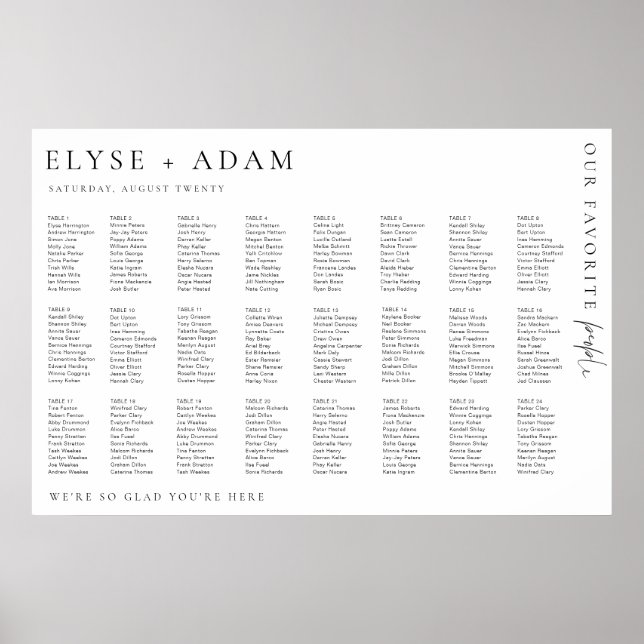 Estelle Modern Minimal 24 Table Seating Poster (Front)