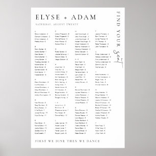 Estelle Modern Minimal Alphabetical Seating Poster