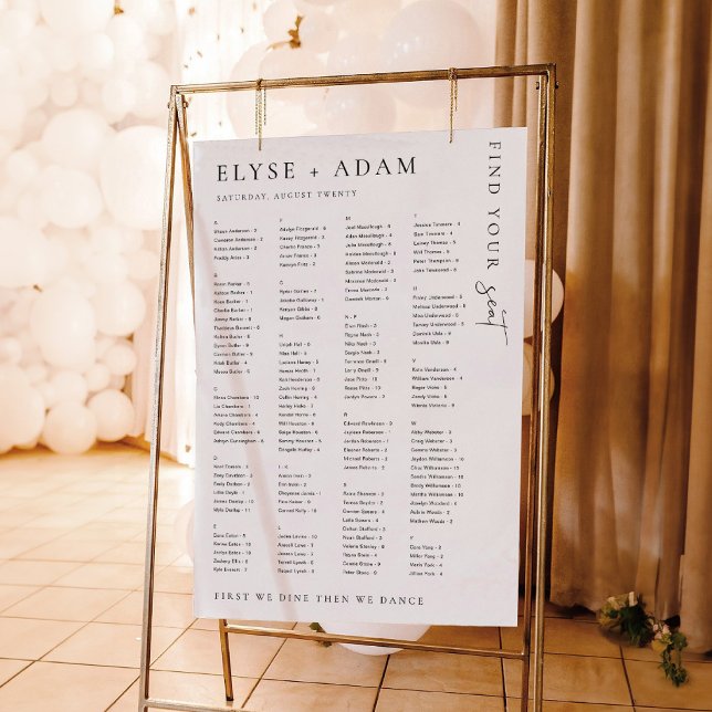 Estelle Modern Minimal Alphabetical Seating Poster (Creator Uploaded)
