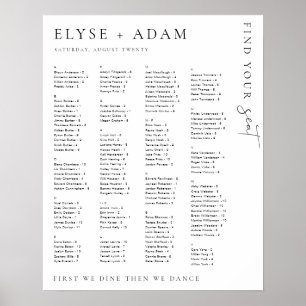 Estelle Modern Minimal Alphabetical Seating Poster