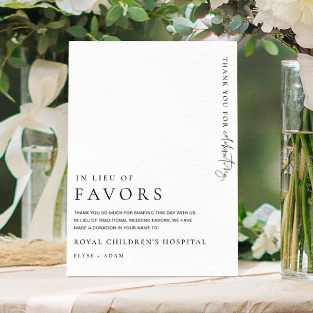 Estelle Modern Minimal In Lieu Of Favors Sign (Ellesmere Favours Sign )