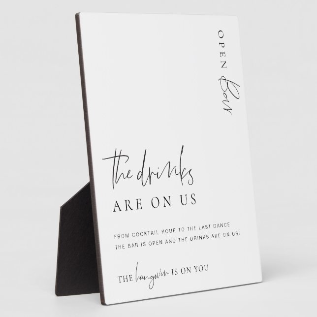 Estelle Modern Minimal Open Bar Menu Sign Plaque (Side)