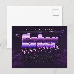 Ester Name Vorname lila Postkarte Geburtstag Postcard