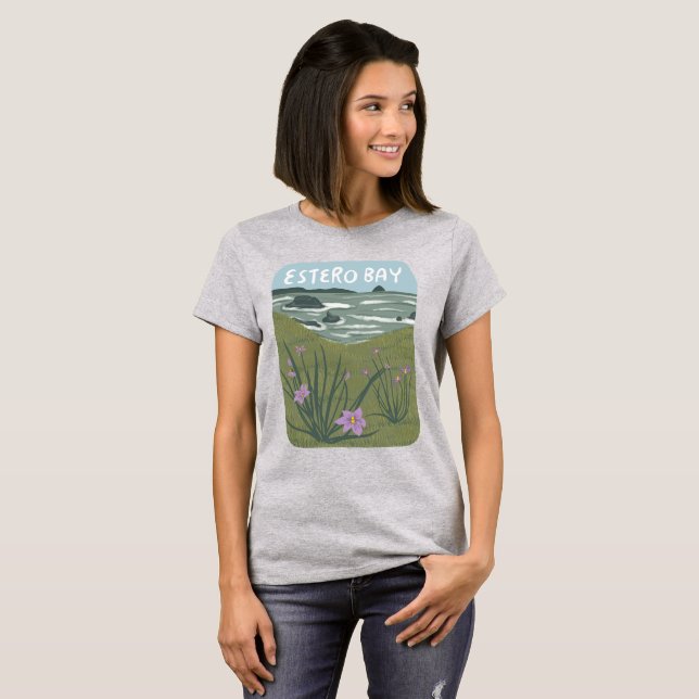 Estero Bay Central California Illustration Beach T-Shirt (Front Full)