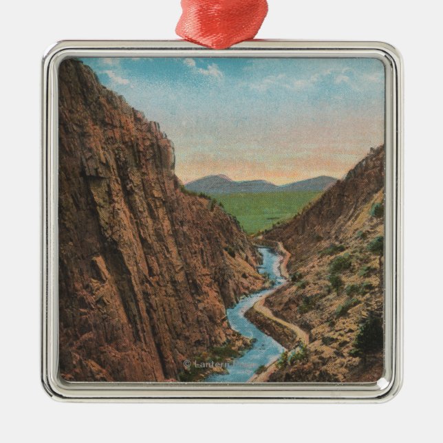 Estes Park, CO - View of Big Thompson Canon Metal Ornament (Front)