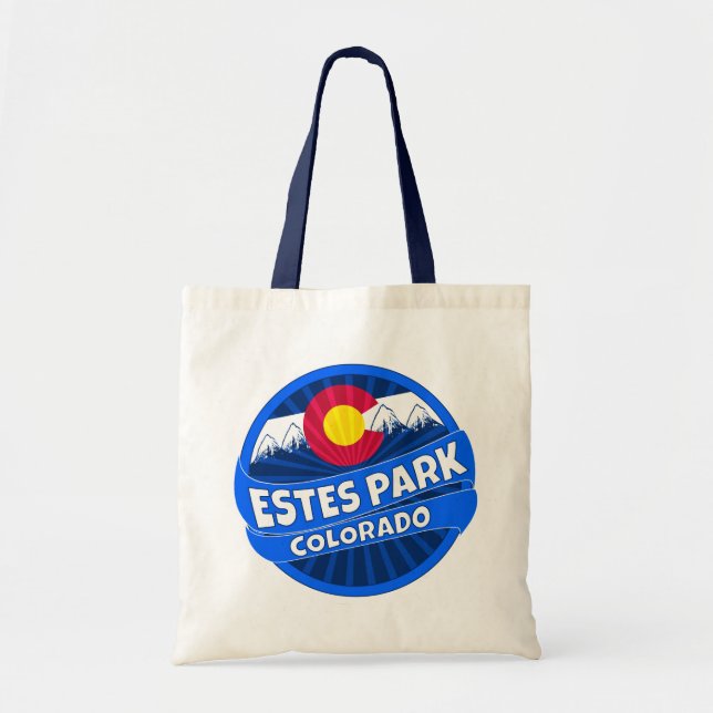 Estes Park Colorado mountain burst tote bag (Front)