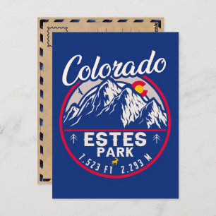 Estes Park Colorado Mountains Retro Sunset Skiing Postcard