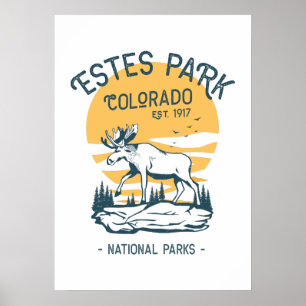 Estes Park Colorado National Park Elk Sunset Poster
